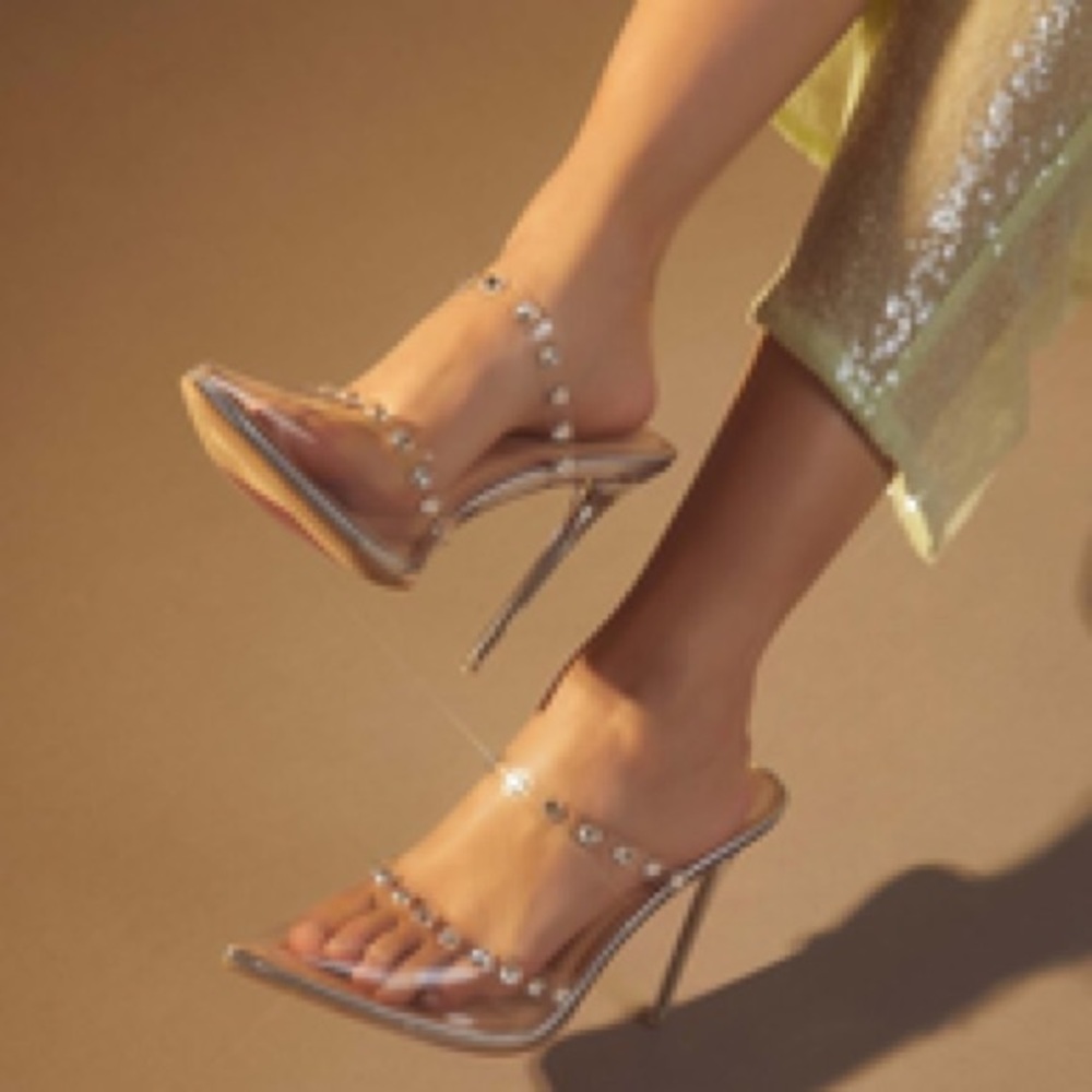 Faux Gem Transparent Stiletto Heels